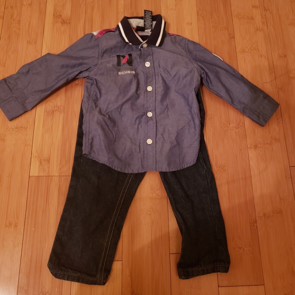 Toddler Boys Gray & Blue Nautica Outfit
